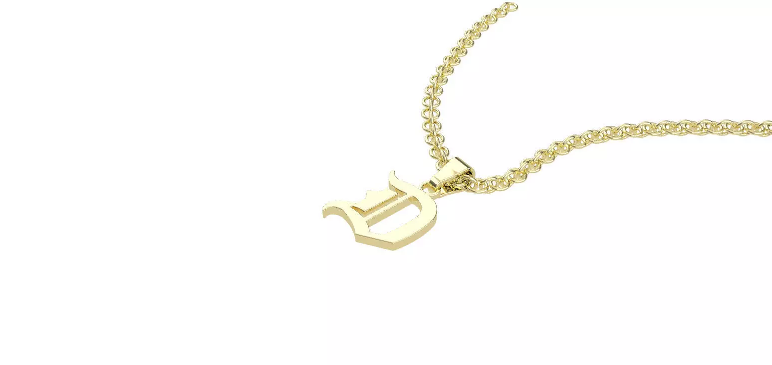 Gothic D letter pendant 3D print model