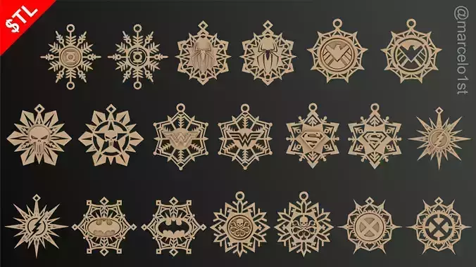 Snowflakes Heroes Christmas Decoration 3D print model