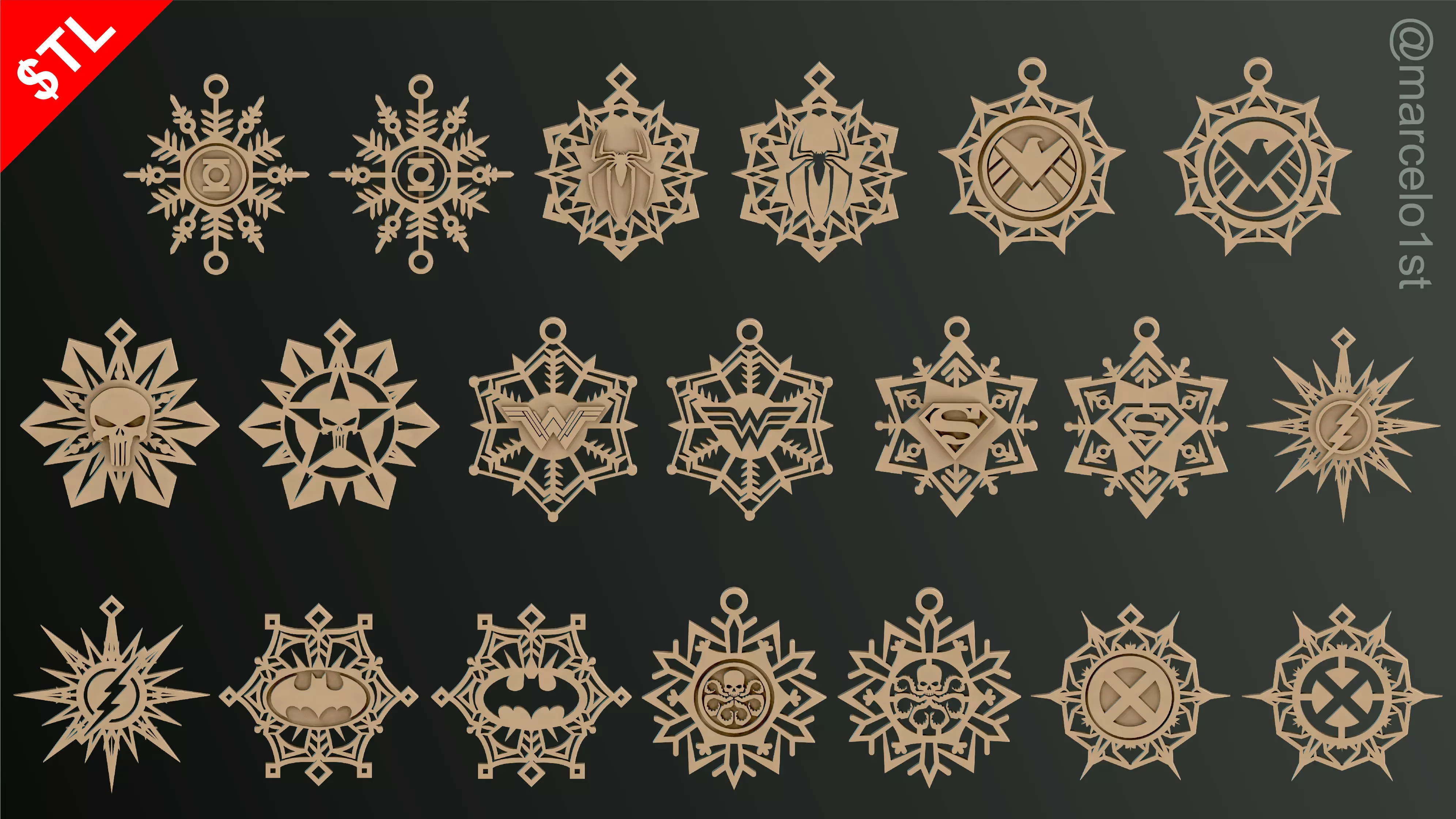 Snowflakes Heroes Christmas Decoration 3D print model_0