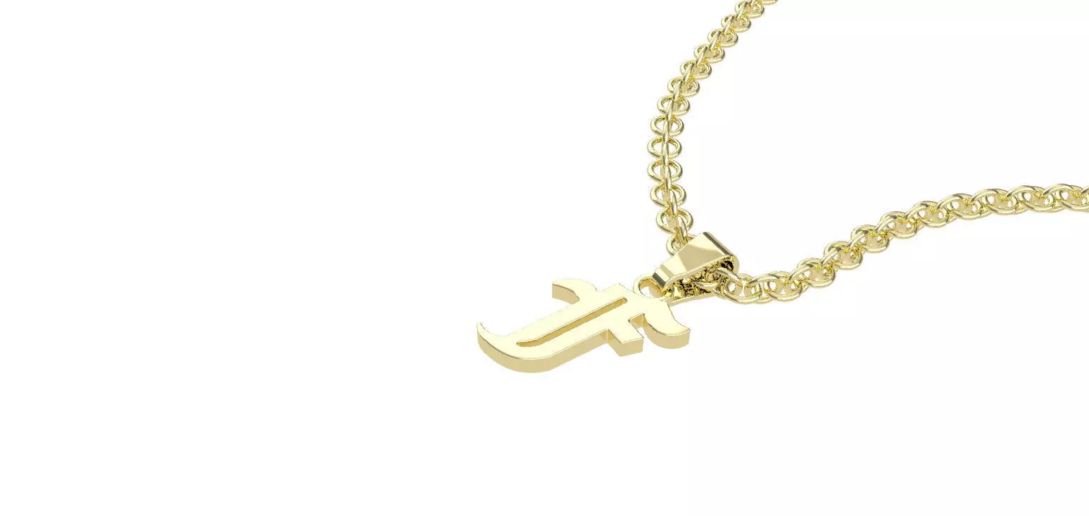 Gothic F letter pendant 3D print model