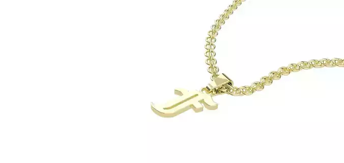 Gothic F letter pendant