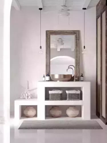 Washbasin bathroom with ceiling fan