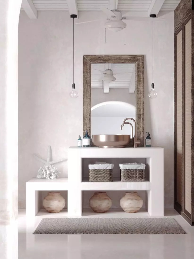 Washbasin bathroom with ceiling fan 3D model_0