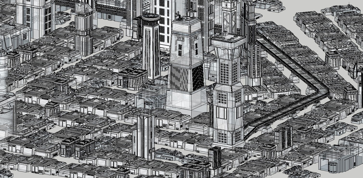SCI-FI Futuristic Buildings Collection 45 models _11