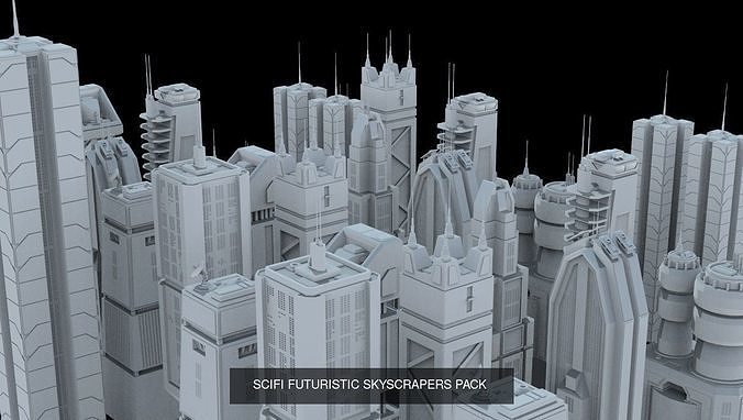SCI-FI Futuristic Buildings Collection 45 models 3D Model Pack 2