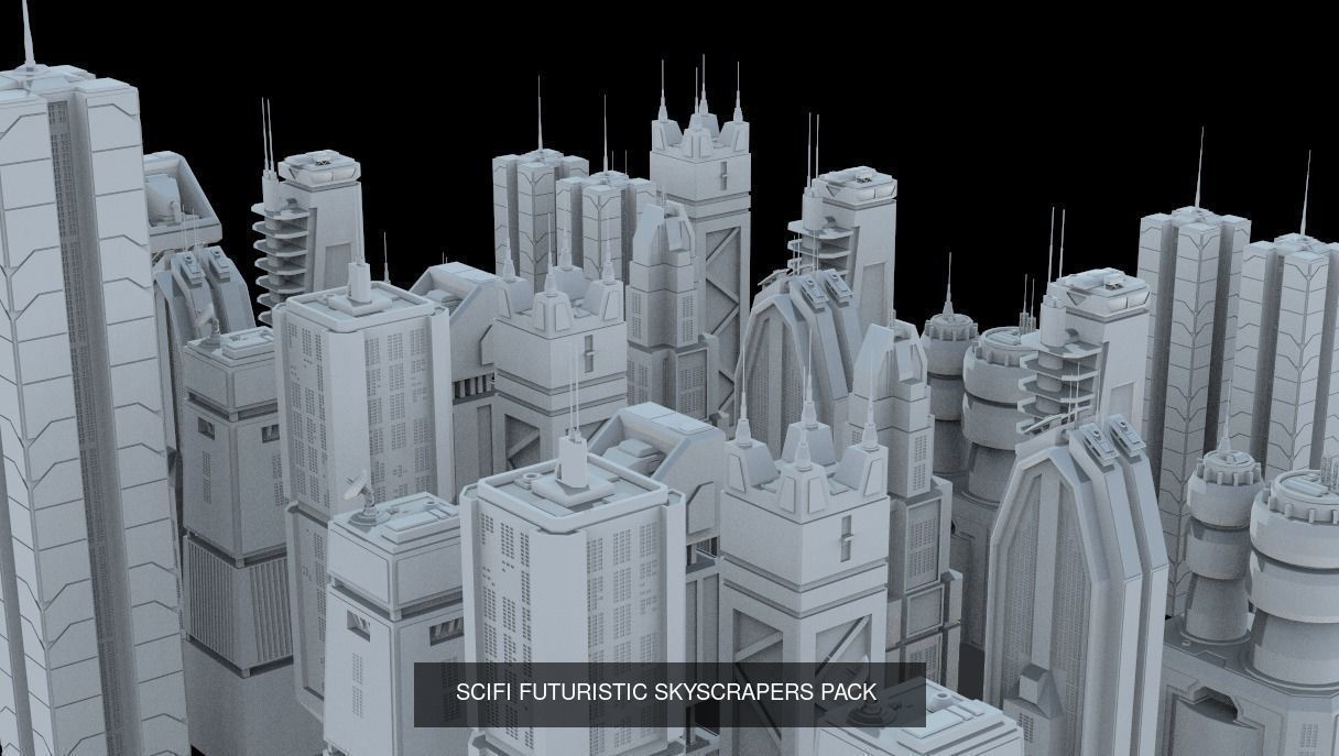 SCI-FI Futuristic Buildings Collection 45 models _1