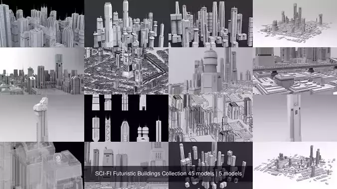 SCI-FI Futuristic Buildings Collection 45 models 