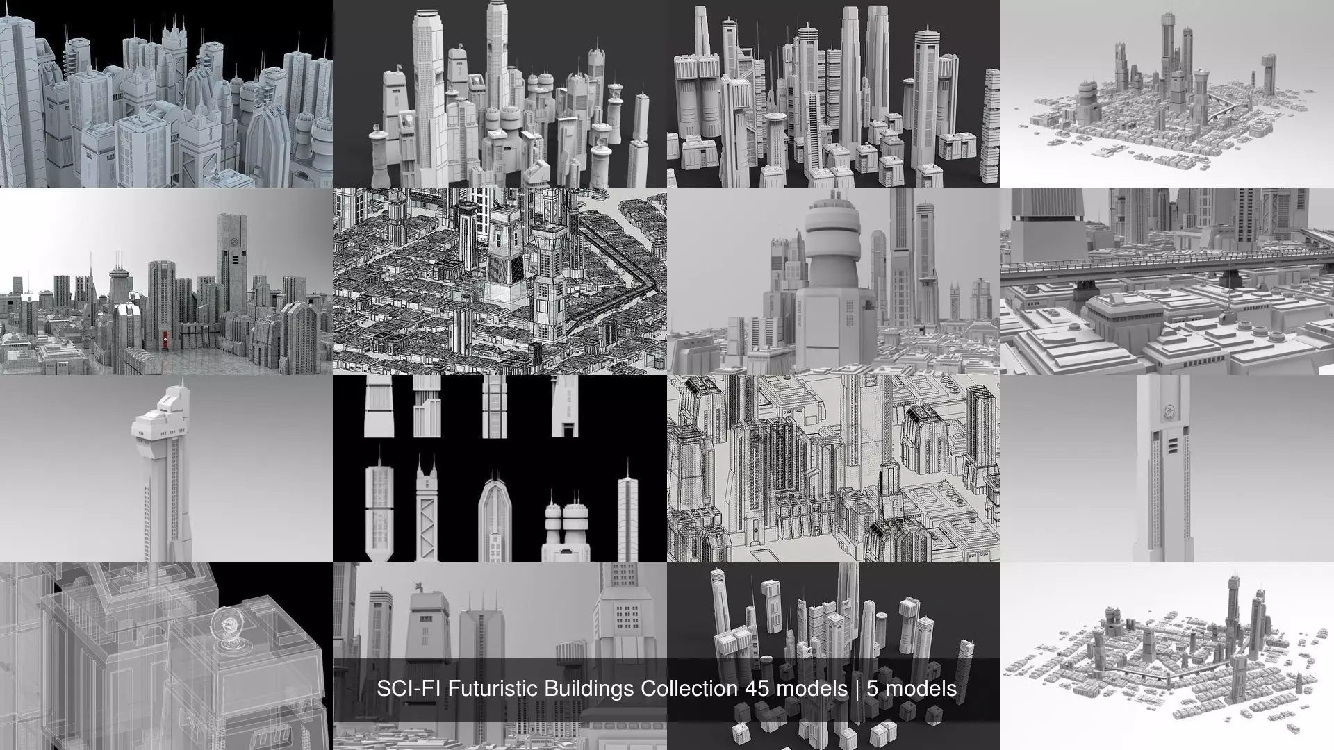 SCI-FI Futuristic Buildings Collection 45 models _0