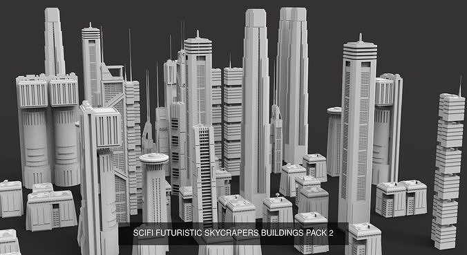 SCI-FI Futuristic Buildings Collection 45 models 3D Model Pack 3