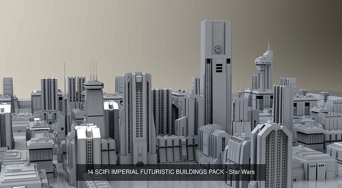 SCI-FI Futuristic Buildings Collection 45 models 3D Model Pack 5