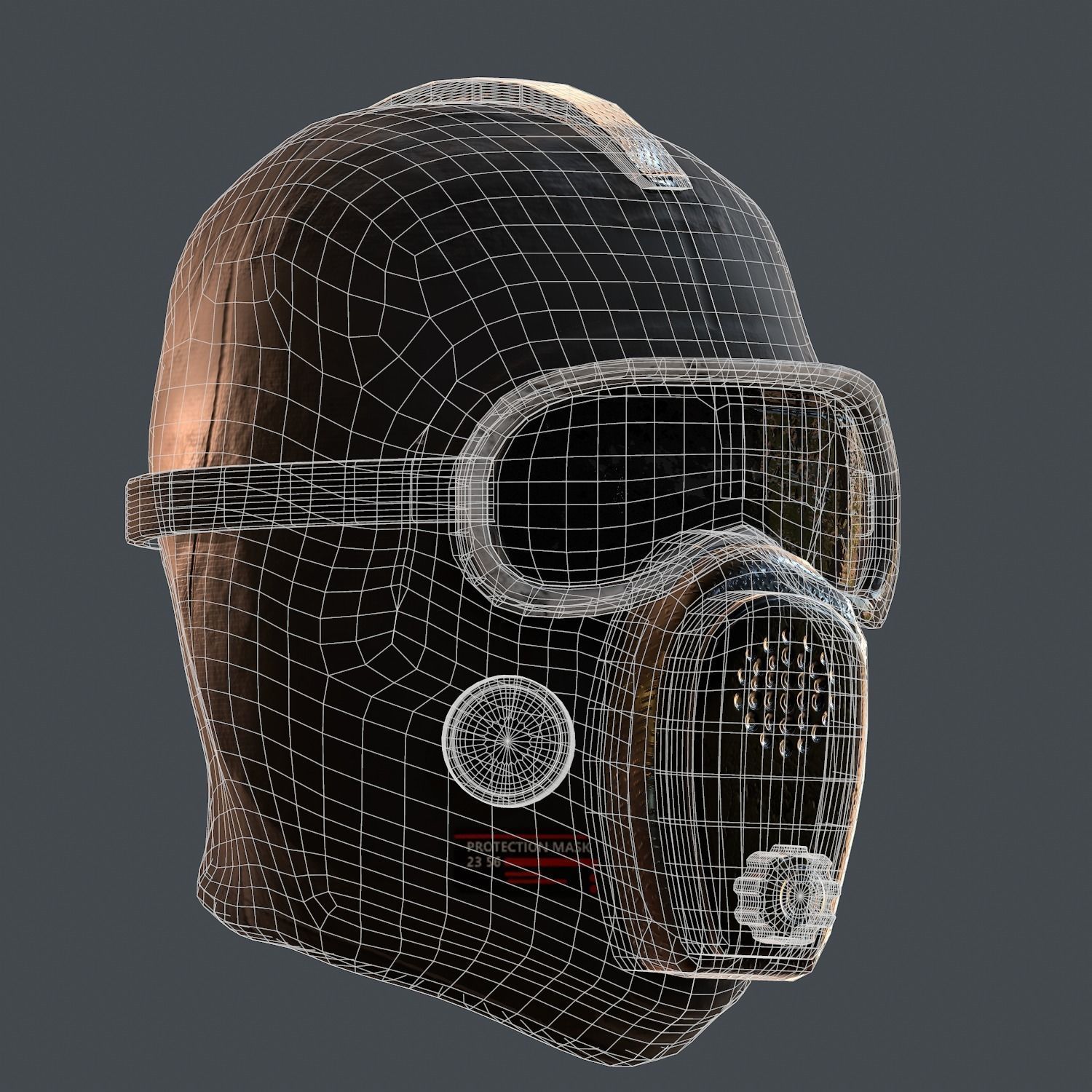Gas mask helmet 3d model scifi Low-poly Low-poly 3D model_9