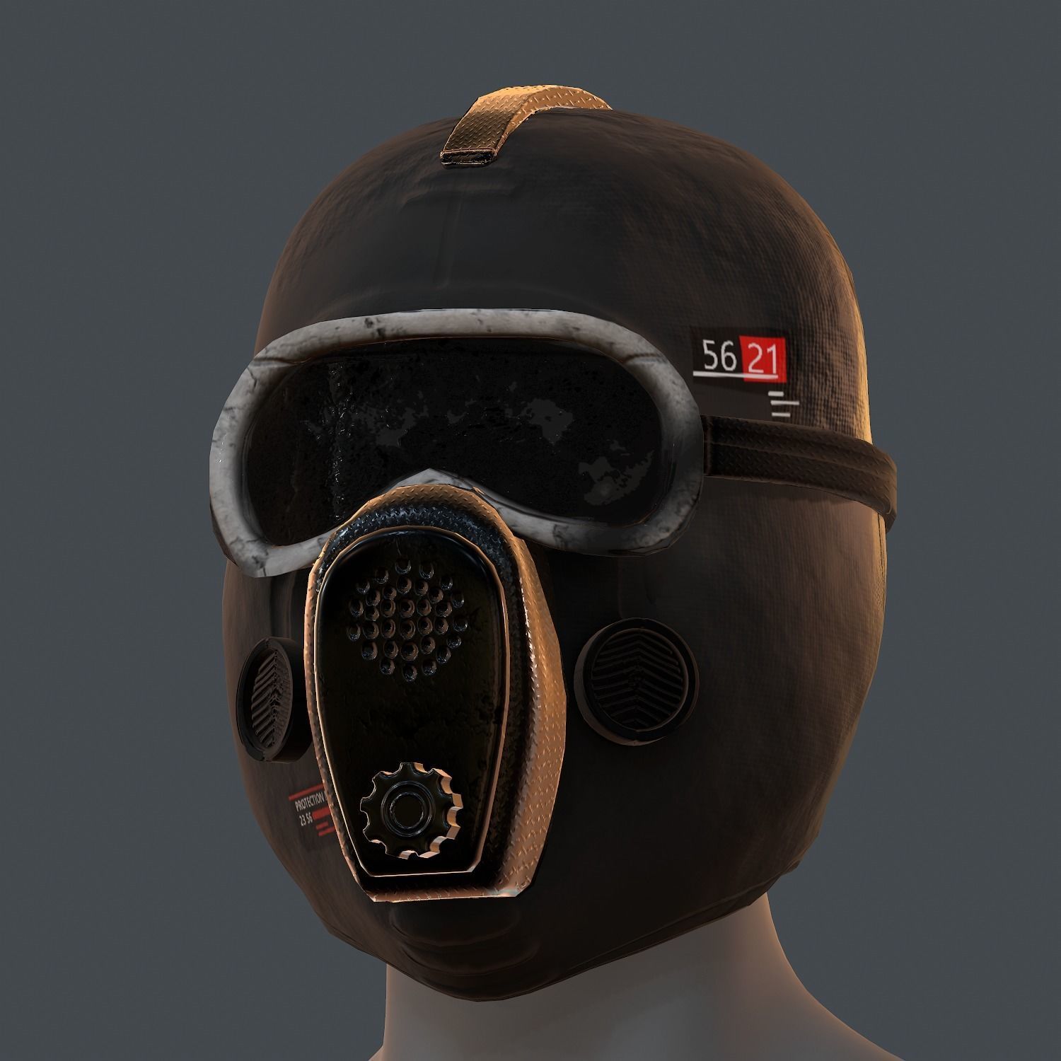 Gas mask helmet 3d model scifi Low-poly Low-poly 3D model_7