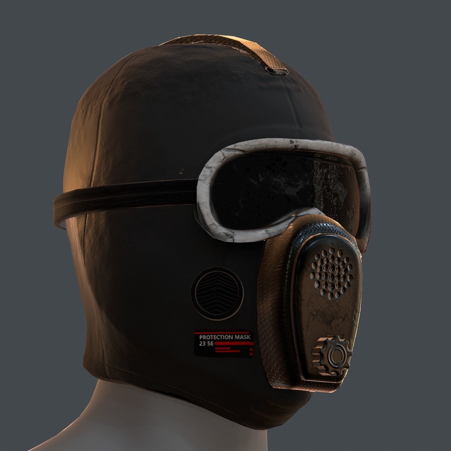 Gas mask helmet 3d model scifi Low-poly Low-poly 3D model_3