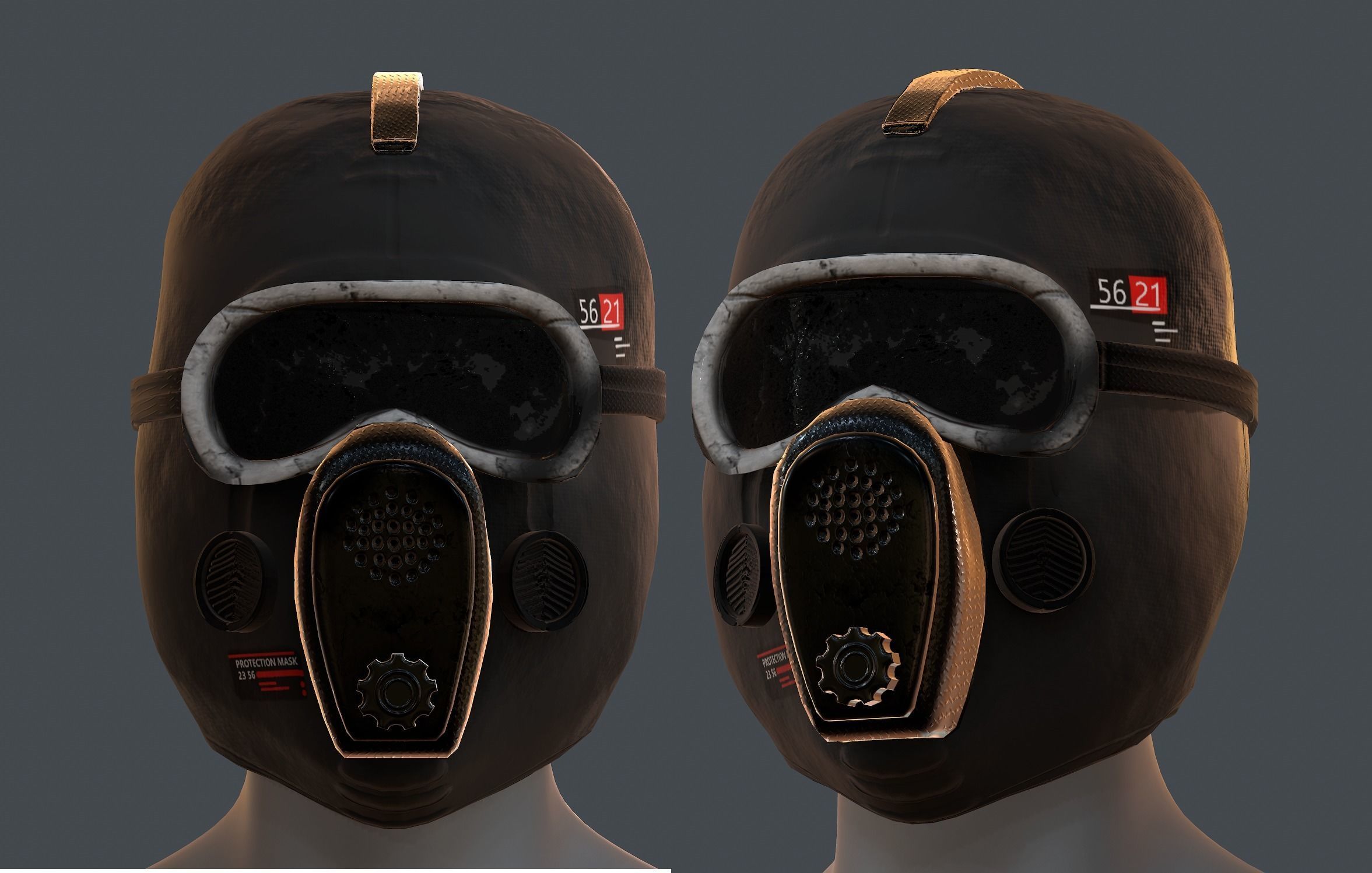 Gas mask helmet 3d model scifi Low-poly Low-poly 3D model_1