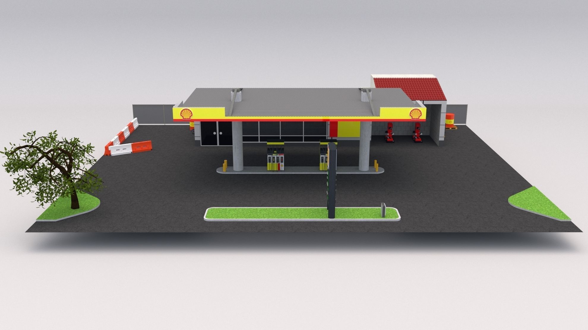 Shell Gas Station 3D model_4