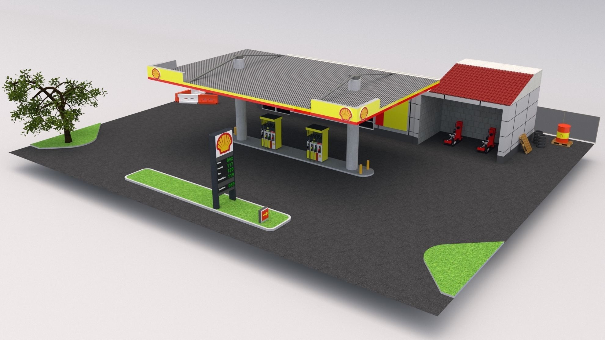 Shell Gas Station 3D model_1