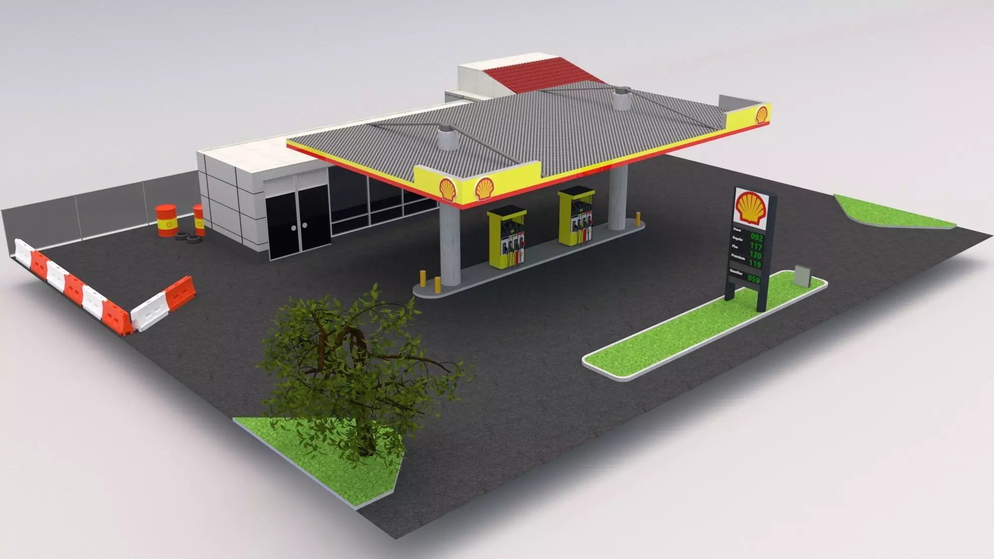 Shell Gas Station 3D model_0