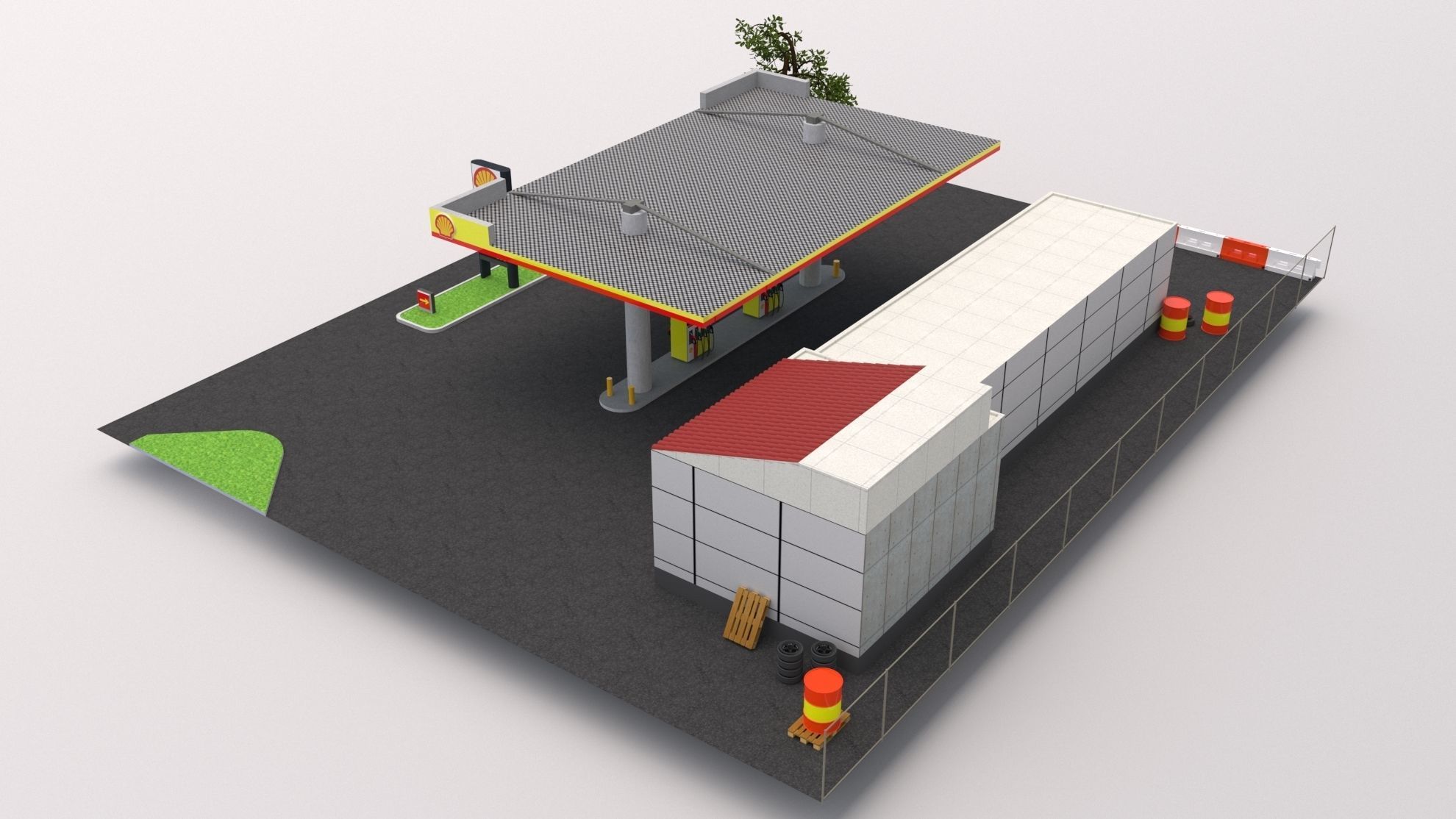 Shell Gas Station 3D model_2