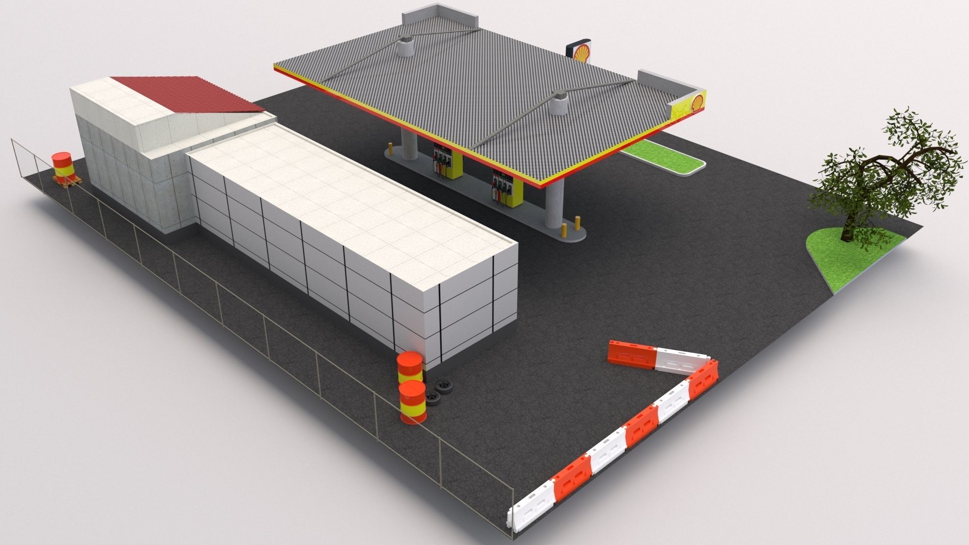 Shell Gas Station 3D model_3