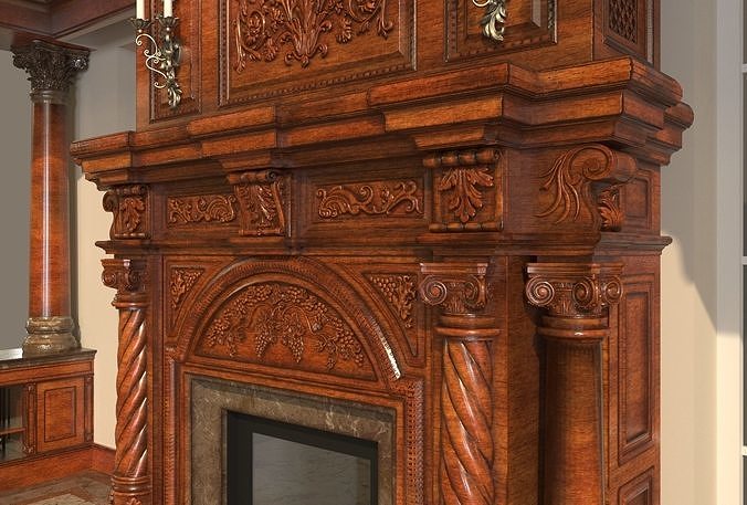 Classic Fireplace 1 3D model 2