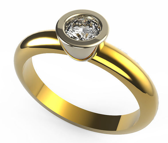 Anillo Solitario de Compromiso con Brillante  4 mm 3D print model