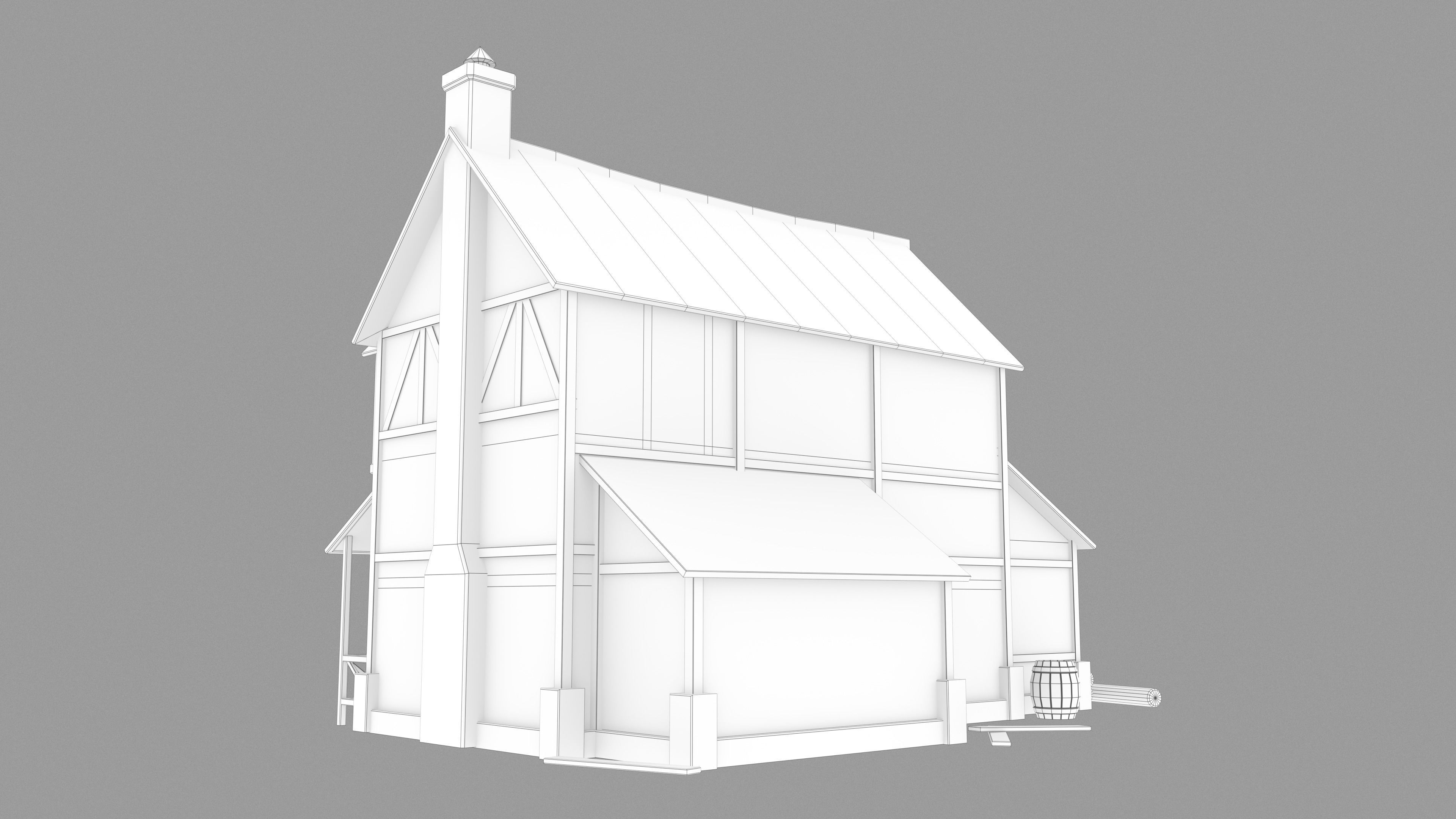 Medieval inn Low-poly 3D model_10