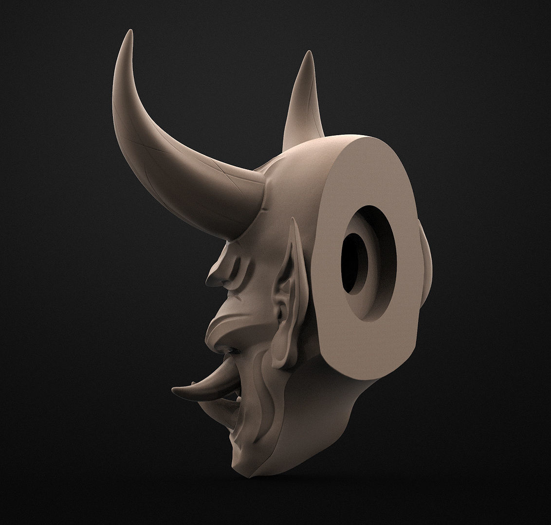 Hannya Mask Magnet Oni Mask Samurai Mask 3D print model_9