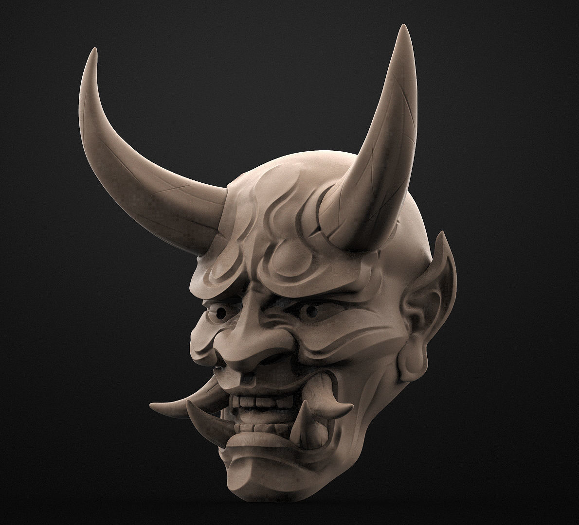 Hannya Mask Magnet Oni Mask Samurai Mask 3D print model_6