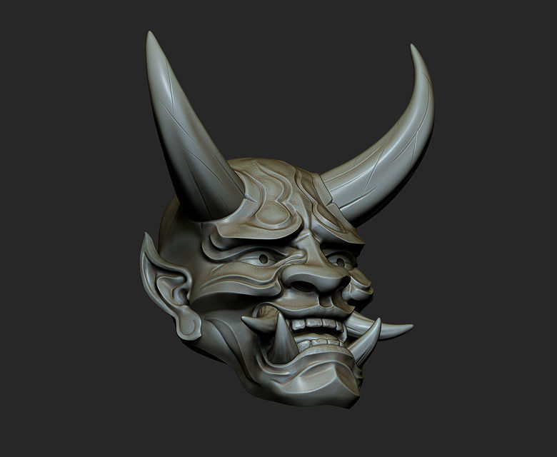 Hannya Mask Magnet Oni Mask Samurai Mask 3D print model_1