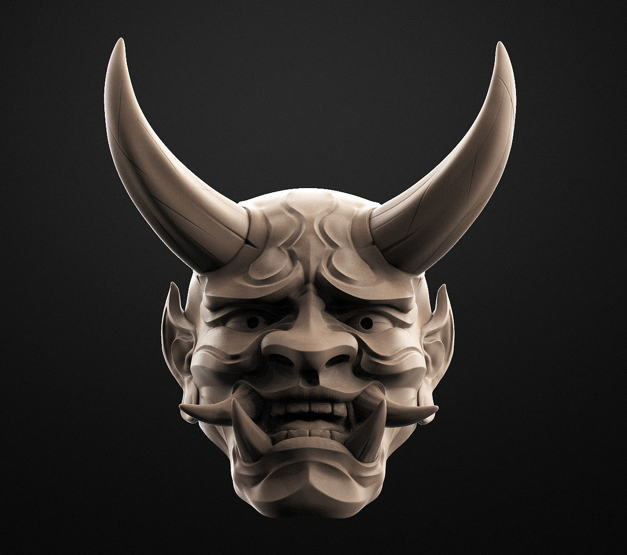 Hannya Mask Magnet Oni Mask Samurai Mask 3D print model_5