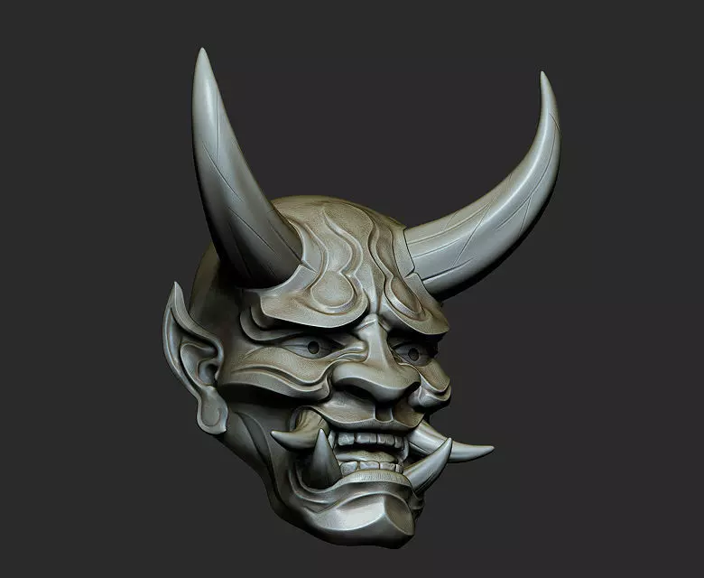 Hannya Mask Magnet Oni Mask Samurai Mask 3D print model_0