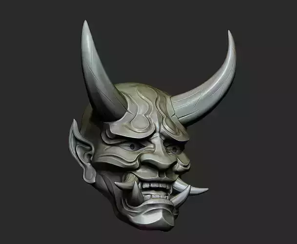 Hannya Mask Magnet Oni Mask Samurai Mask 3D print model
