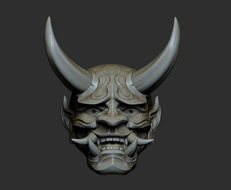 Hannya Mask Magnet Oni Mask Samurai Mask 3D print model_2