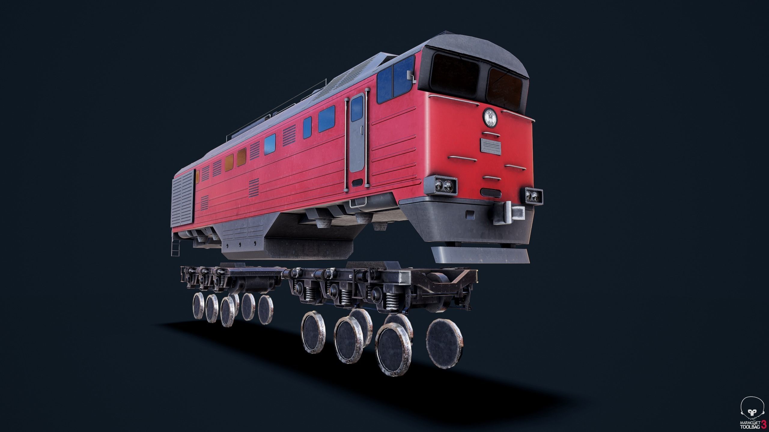 Russian train Low-poly 3D model_10