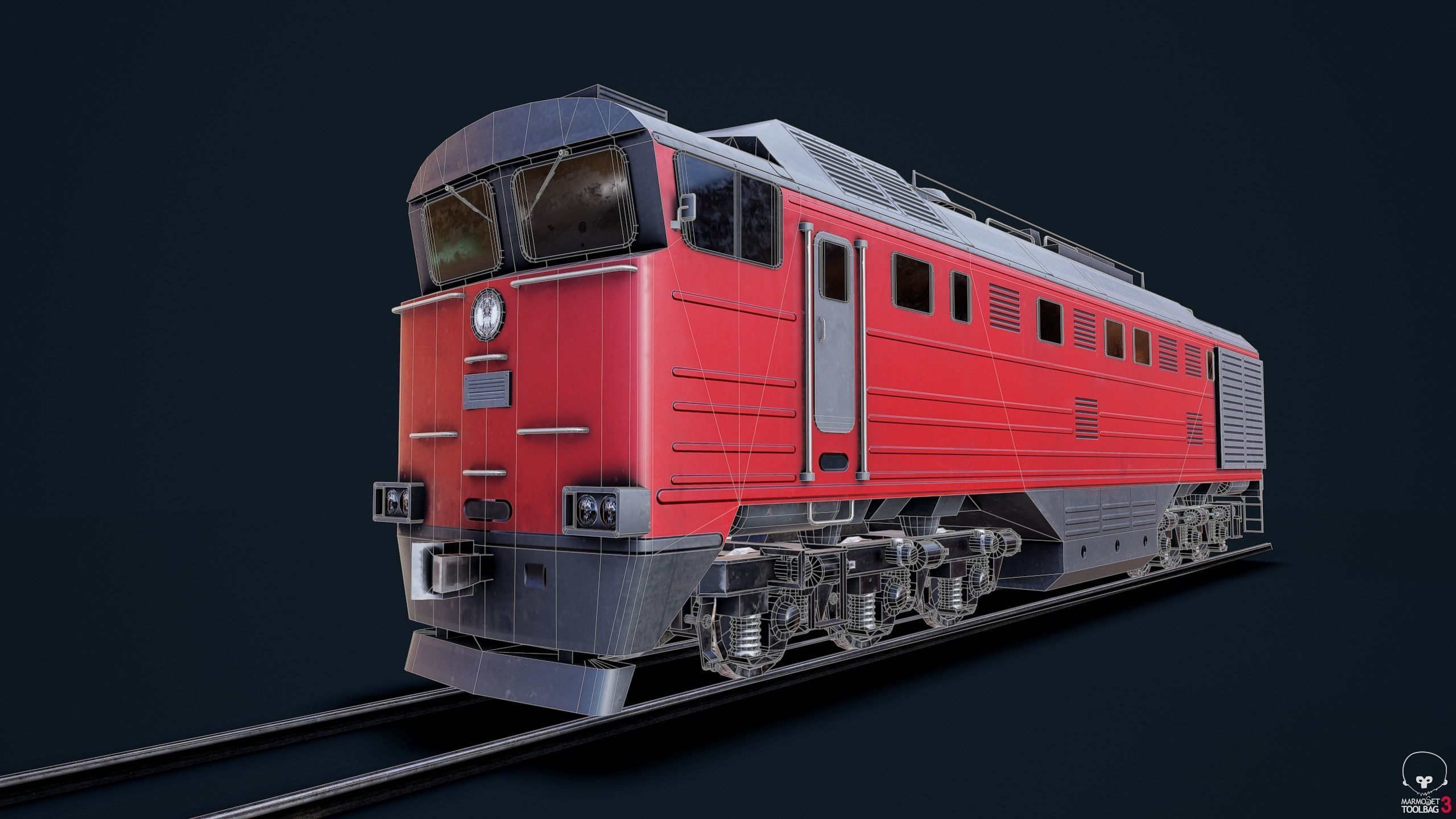 Russian train Low-poly 3D model_1