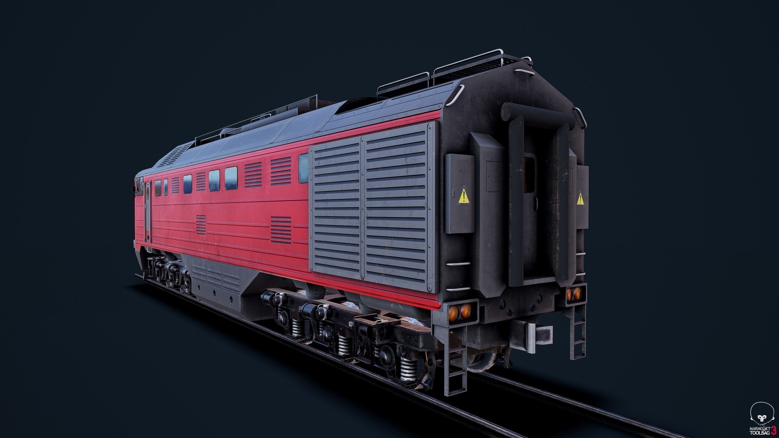 Russian train Low-poly 3D model_4