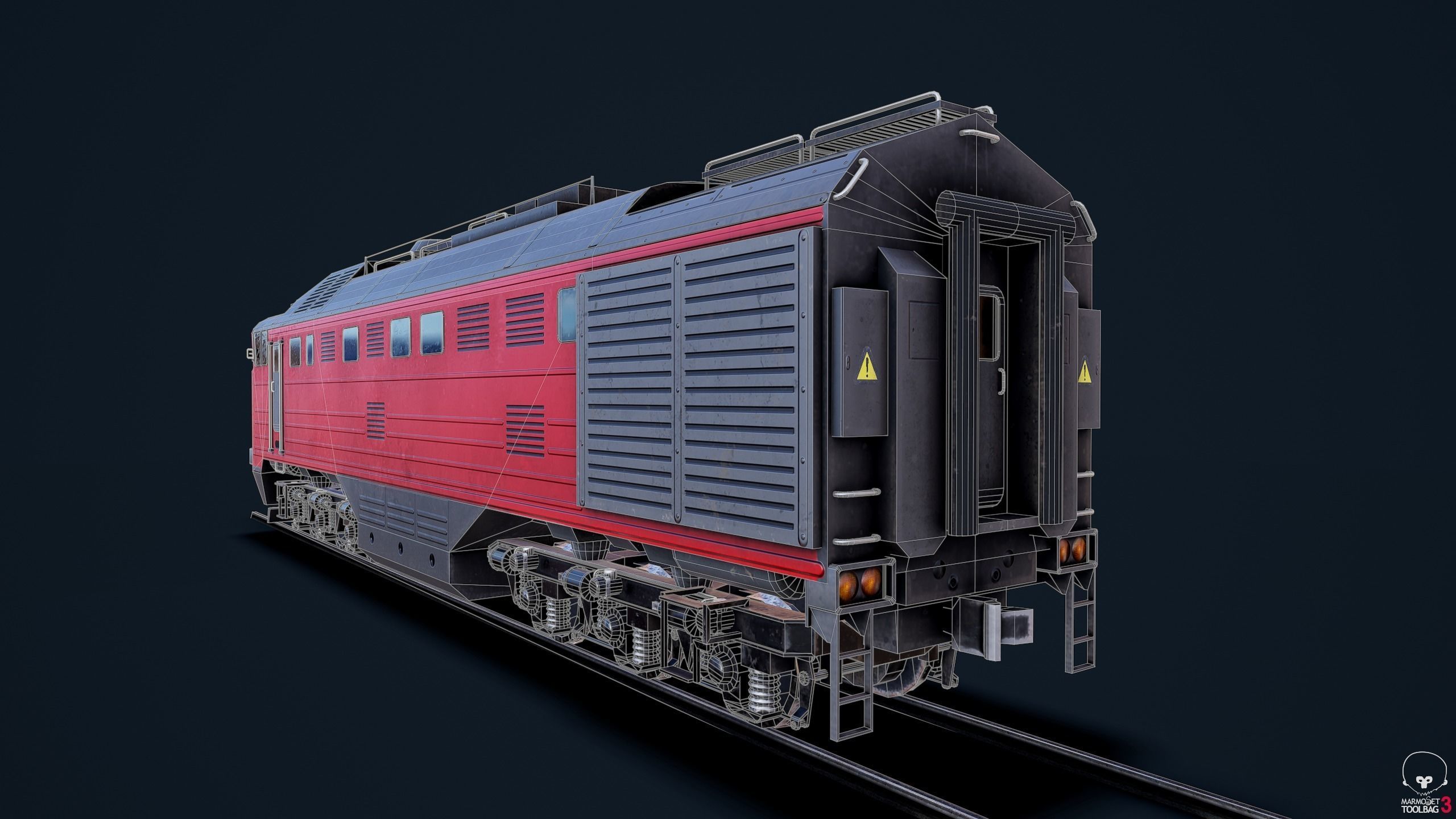 Russian train Low-poly 3D model_5