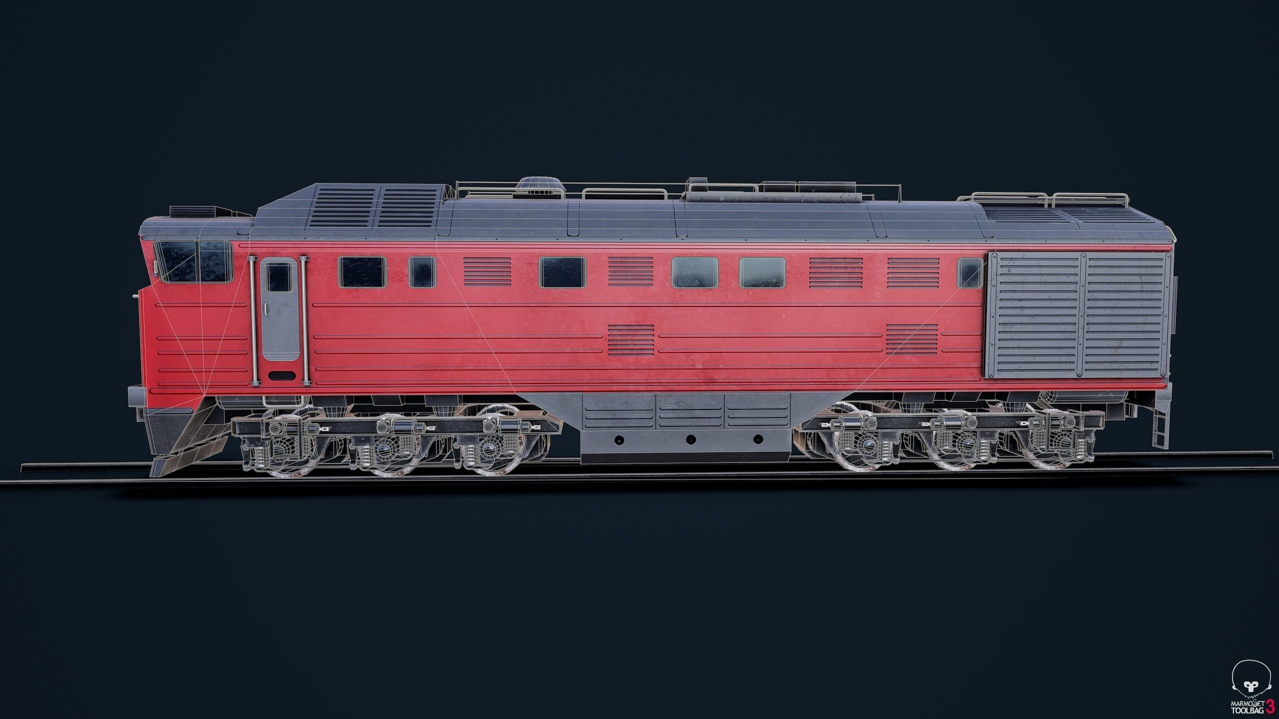 Russian train Low-poly 3D model_3