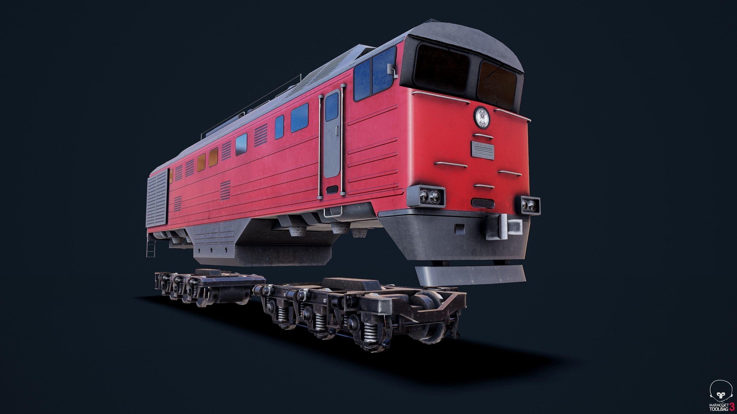 Russian train Low-poly 3D model_9