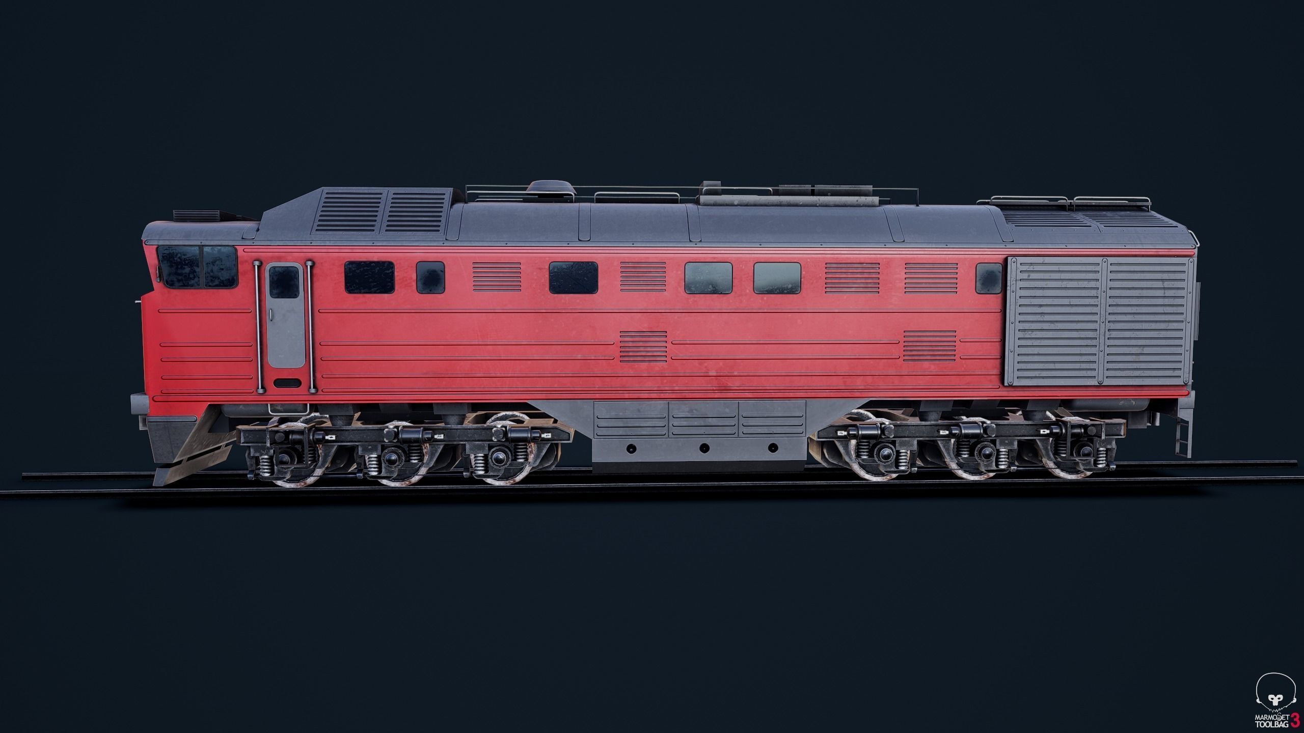 Russian train Low-poly 3D model_2