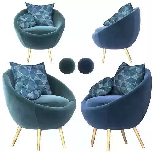 velvet accent chair 3D model