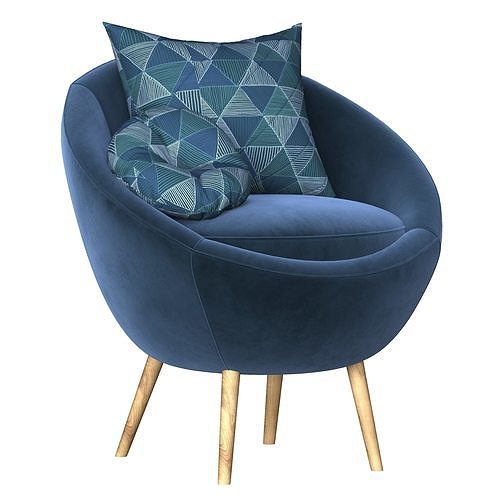 velvet accent chair 3D model 3