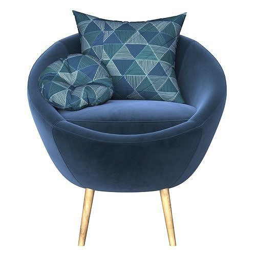 velvet accent chair 3D model 7