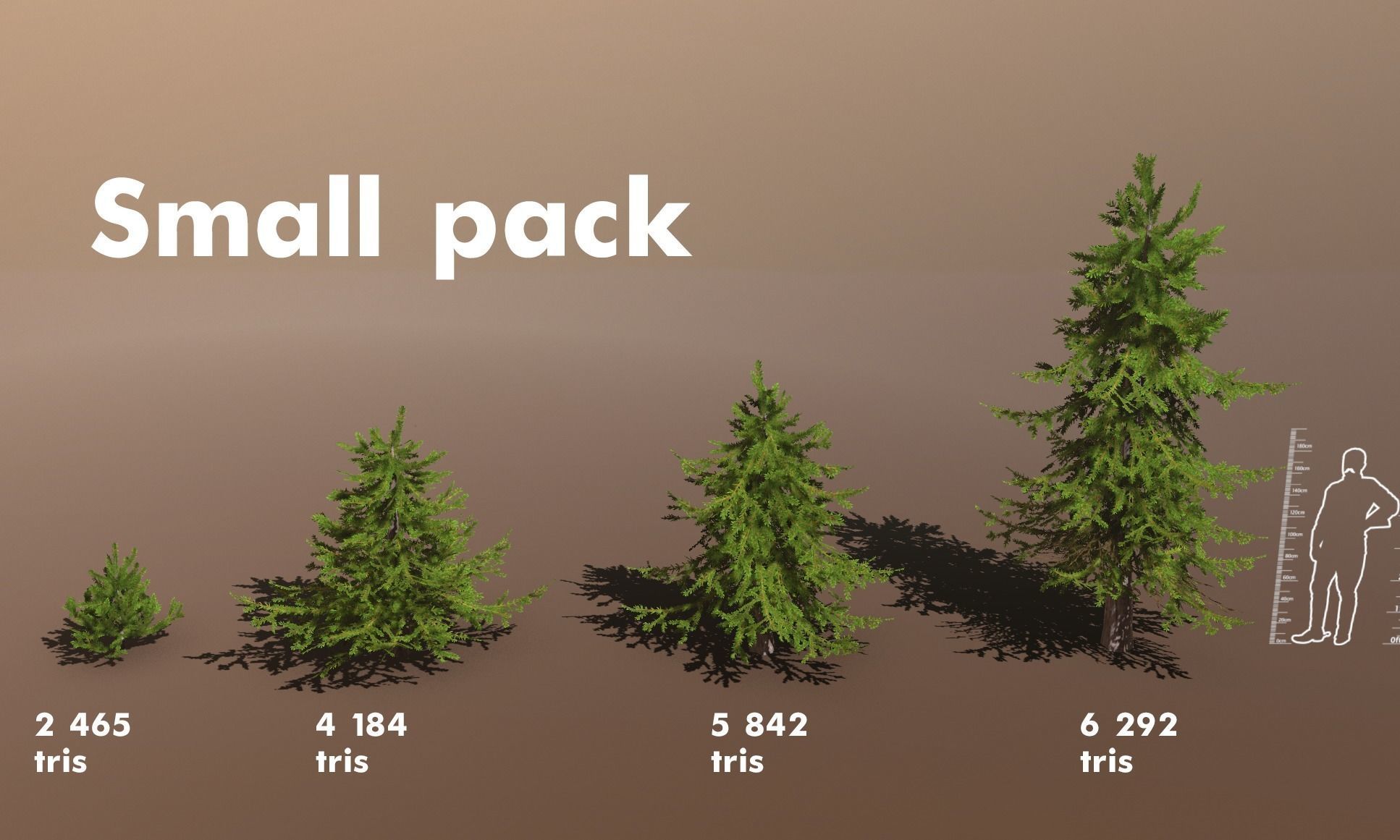 Conifer Small Pack Low-poly 3D model_1