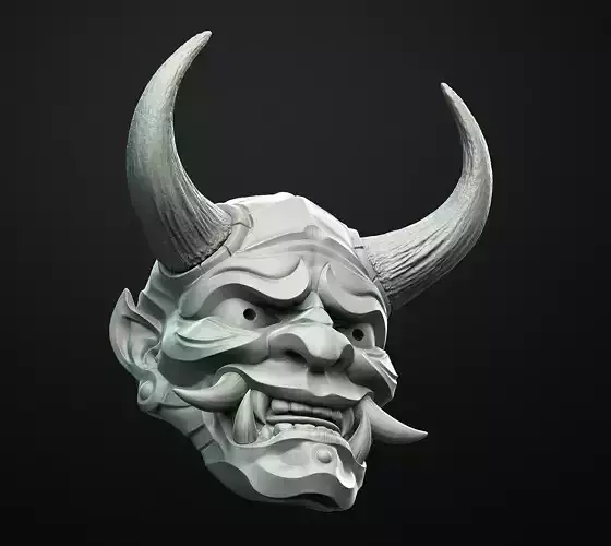 Hannya Mask Pendant Magnet 2 Oni Mask Samurai Mask 3D print model
