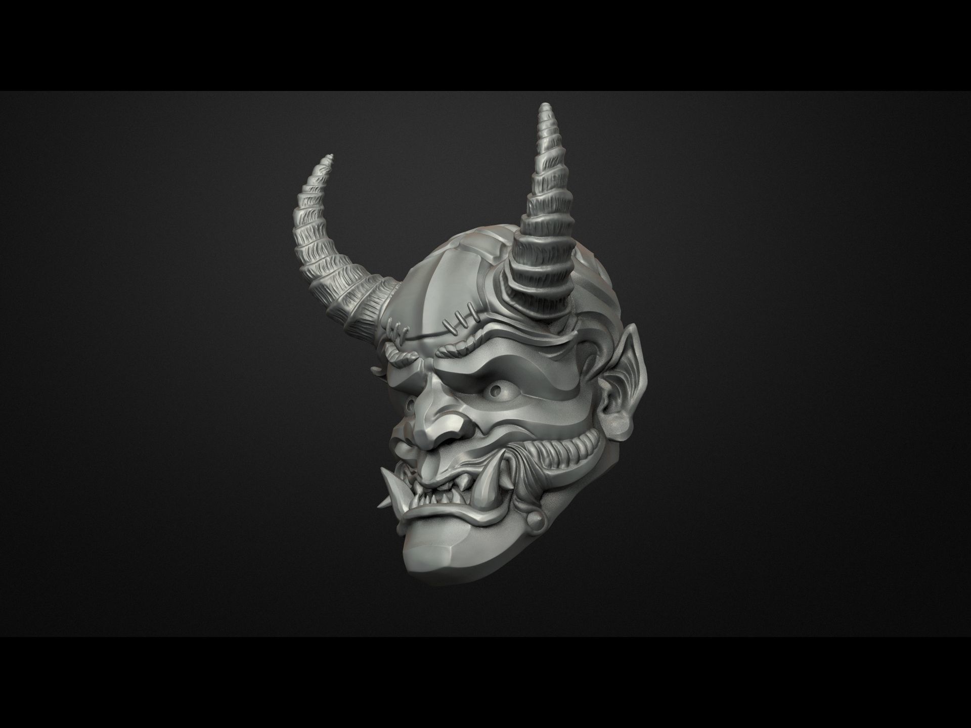Traditional Japanese Hannya Mask Magnet Oni Mask Samurai Mask  3D print model_1