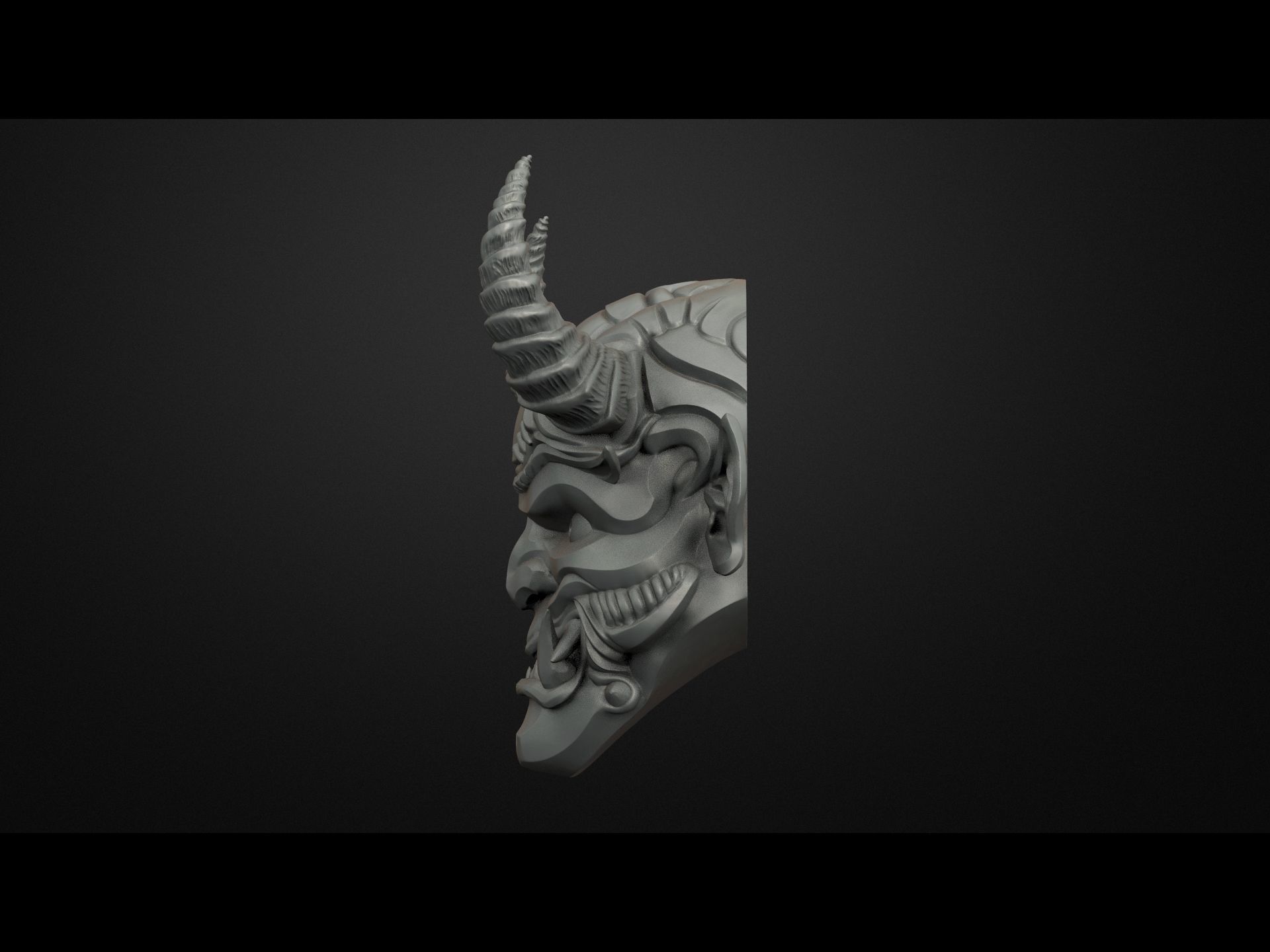 Traditional Japanese Hannya Mask Magnet Oni Mask Samurai Mask  3D print model_2