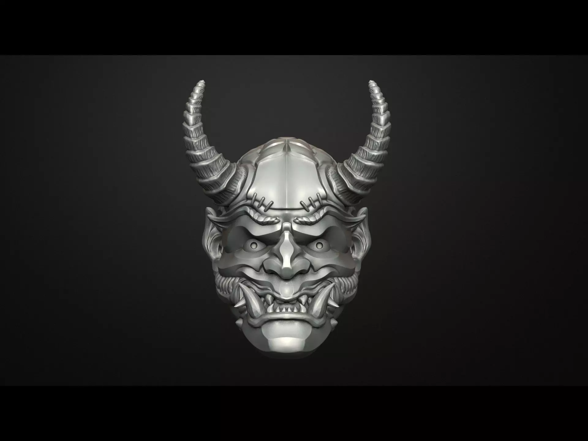Traditional Japanese Hannya Mask Magnet Oni Mask Samurai Mask  3D print model_0