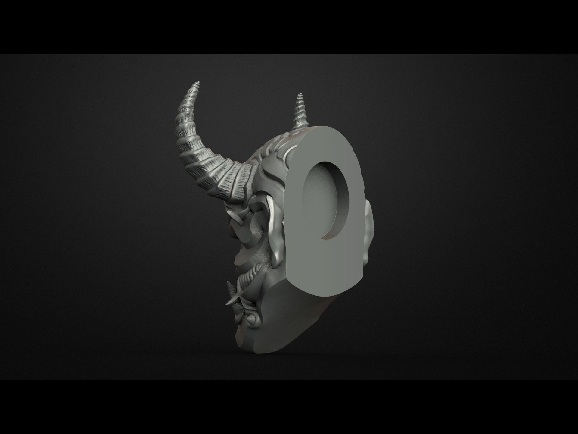 Traditional Japanese Hannya Mask Magnet Oni Mask Samurai Mask  3D print model_3