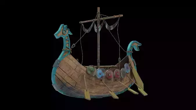 Viking ship Stylized Low-poly 3D model